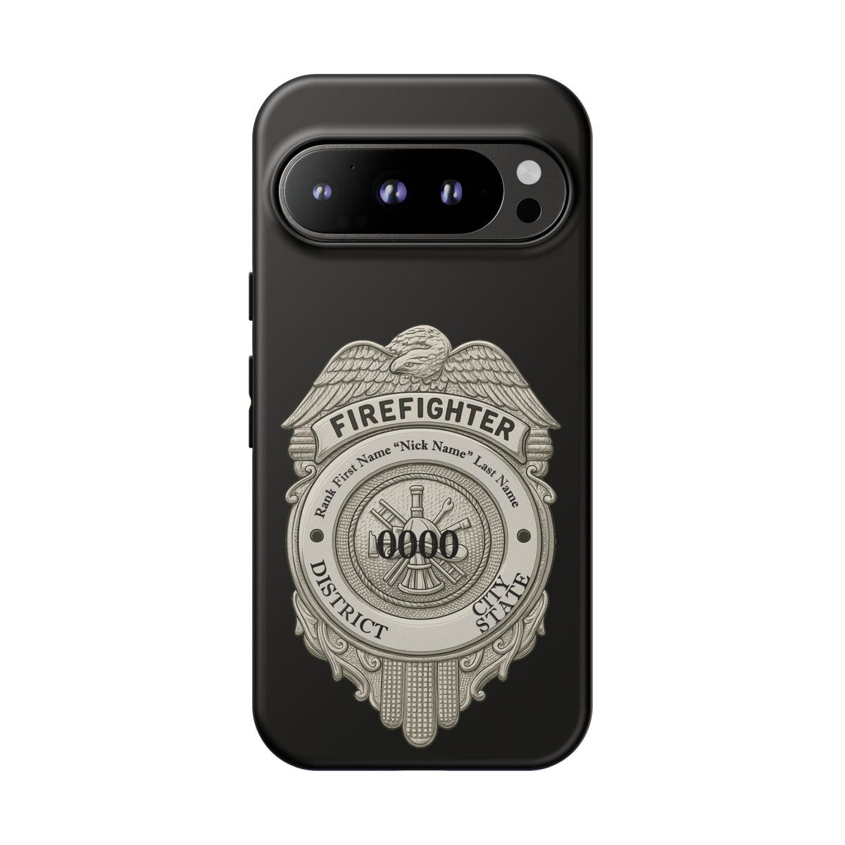Firefighter Badge Tough Phone Case — Personalized Station Number Design