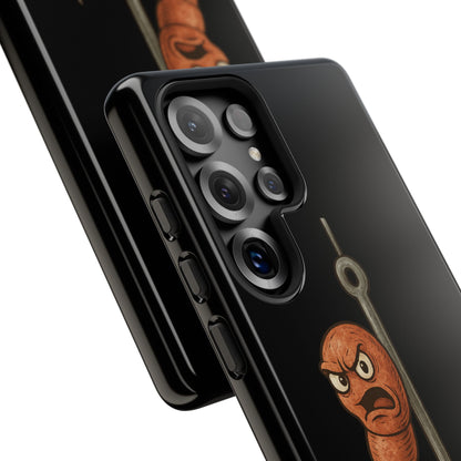 Angry Worm on Hook Phone Case – Funny Fishing Humor Protective Cover