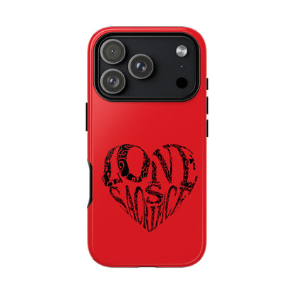 Red 'Love Justice' Heart Phone Case — Protective iPhone Cover, Valentine’s Gift