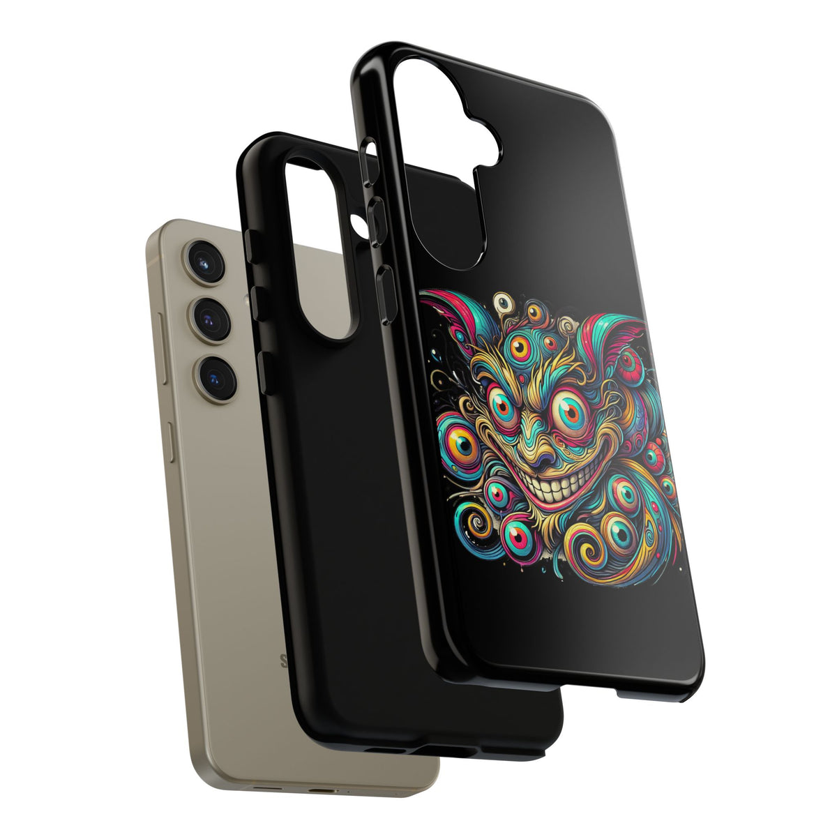 Psychedelic Mischief Phone Case — Colorful Grinning Monster Design