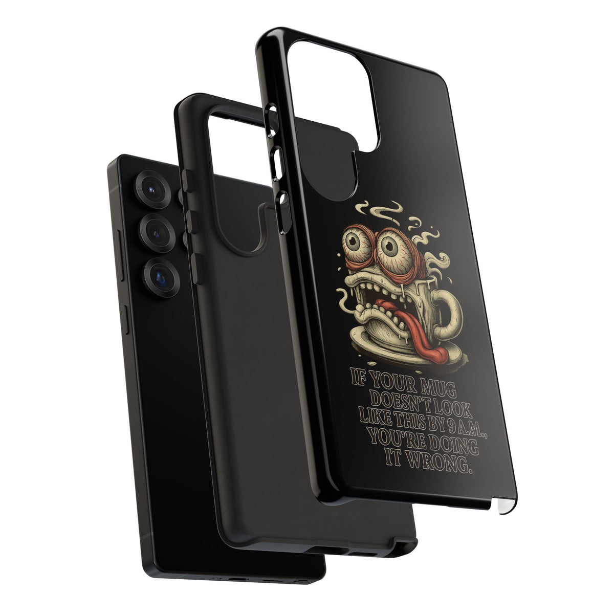 Tough Cases: Retro Hot Coffee Monster Phone Case — Funny 'If Your Mug...' Quote