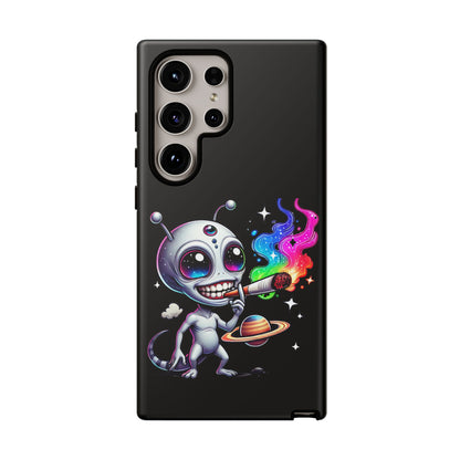 Alien Smoking Rainbow Galaxy Phone Case — Cute Cosmic Art Tough Case