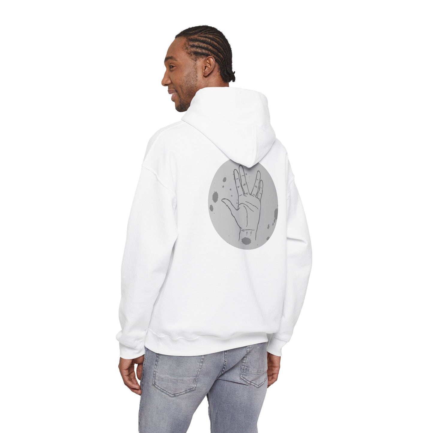 Vulcan Salute Hoodie — Retro Space Hand Graphic Pullover