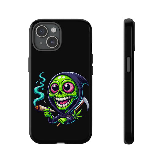 Grinning Stoner Grim Reaper Phone Case – Cannabis Skull iPhone Cover