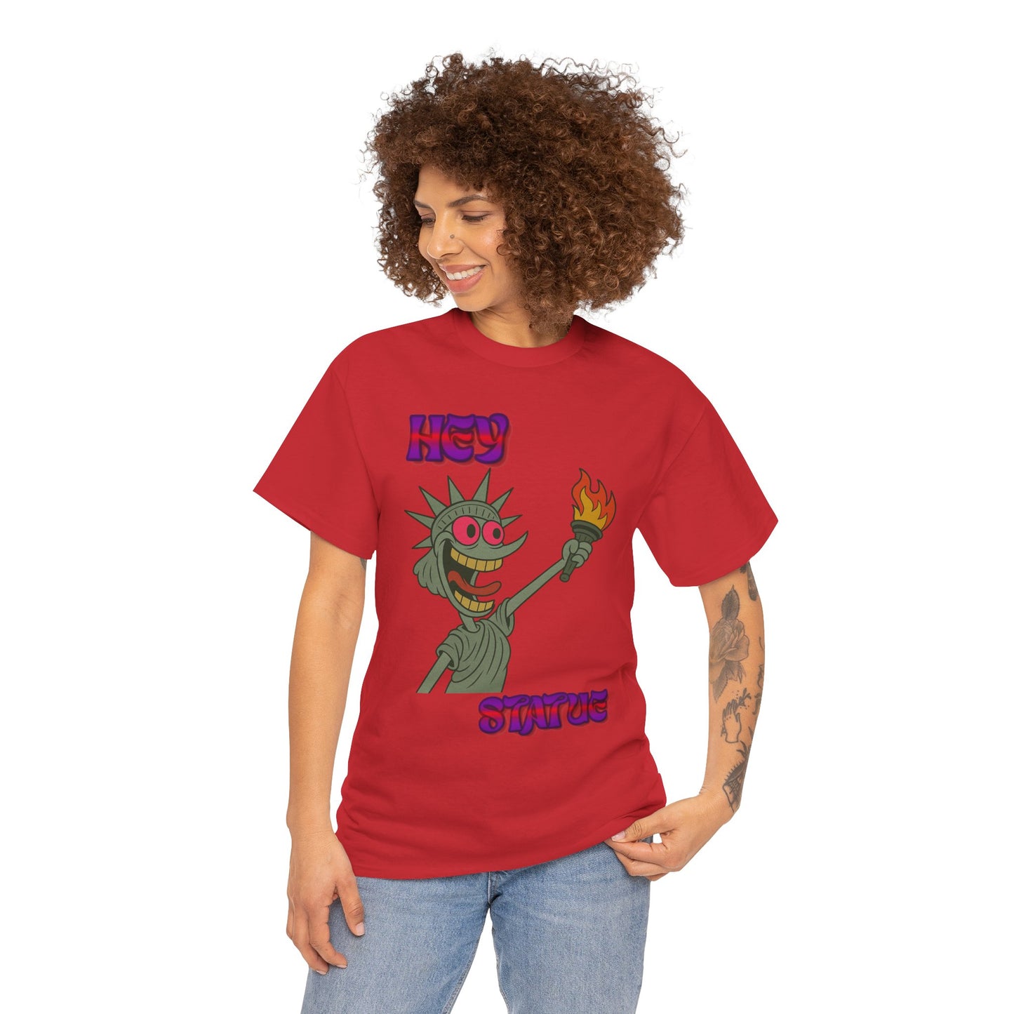 Funny Statue of Liberty Tee, Unisex Cotton T-Shirt, Gift for Friends, Summer