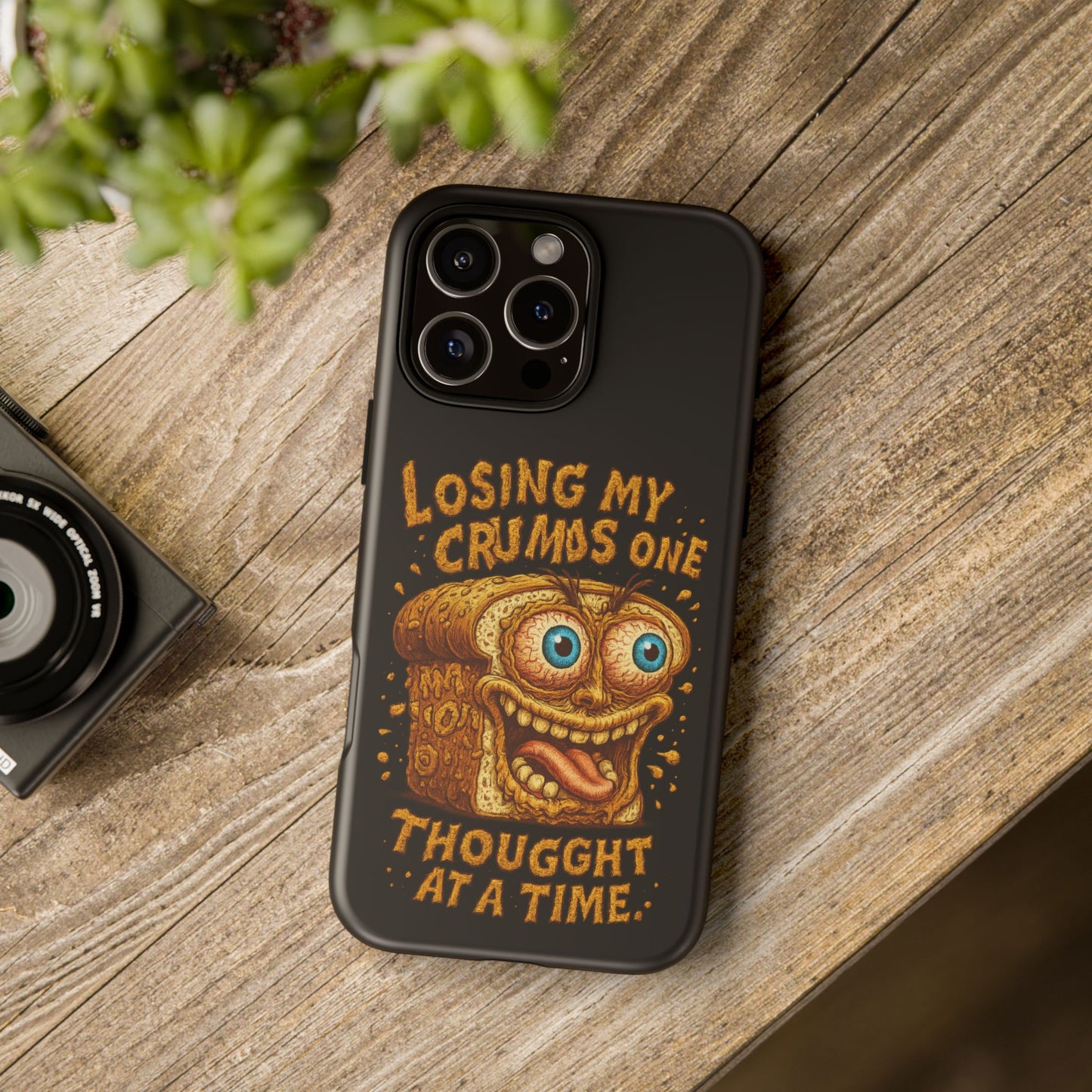 Phone Case — "Losing My Crumbs One Thought at a Time" Funny Retro Bread Illustration