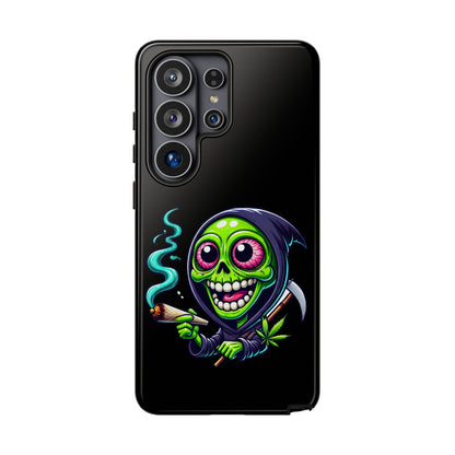 Grinning Stoner Grim Reaper Phone Case – Cannabis Skull iPhone Cover