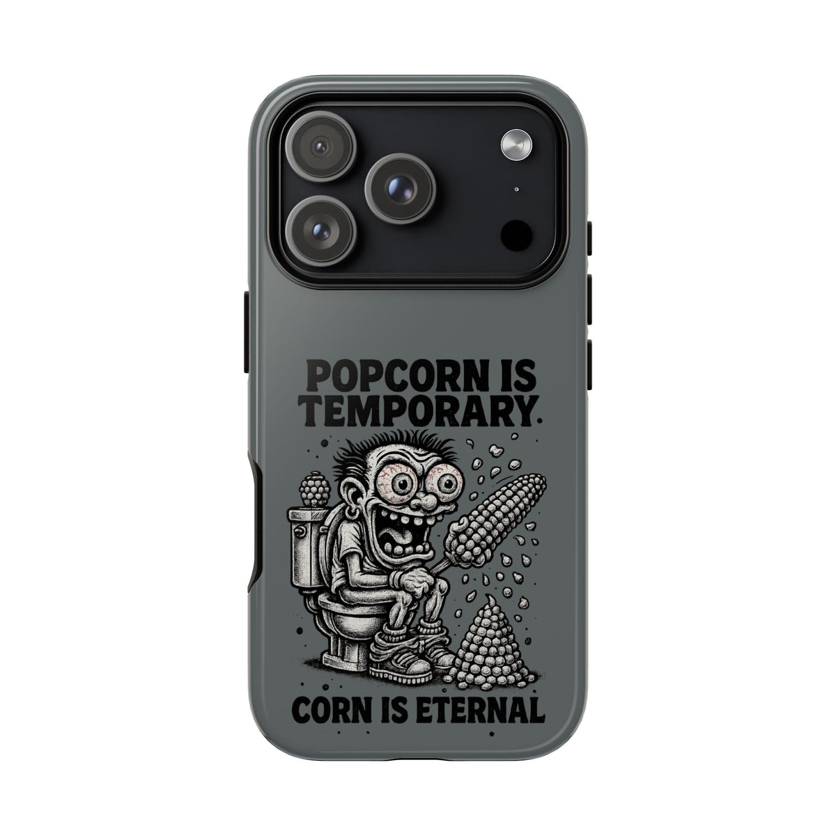 Phone Case — "Popcorn Is Temporary, Corn Is Eternal" Retro Zombie Corn Design