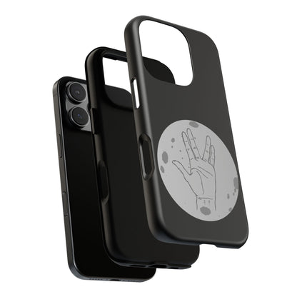 Spock Live Long Phone Case — Vulcan Salute Moon Graphic