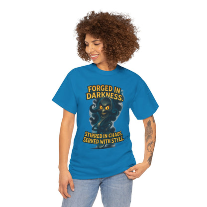 Forged in Darkness cat spirit T-Shirt | Stirred in Chaos illustrated tee