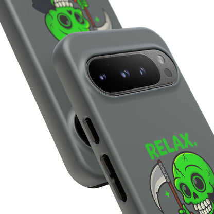 Phone Case — 'Relax. I Only Reap on Weekdays.' Cute Green Grim Reaper Protective Cover