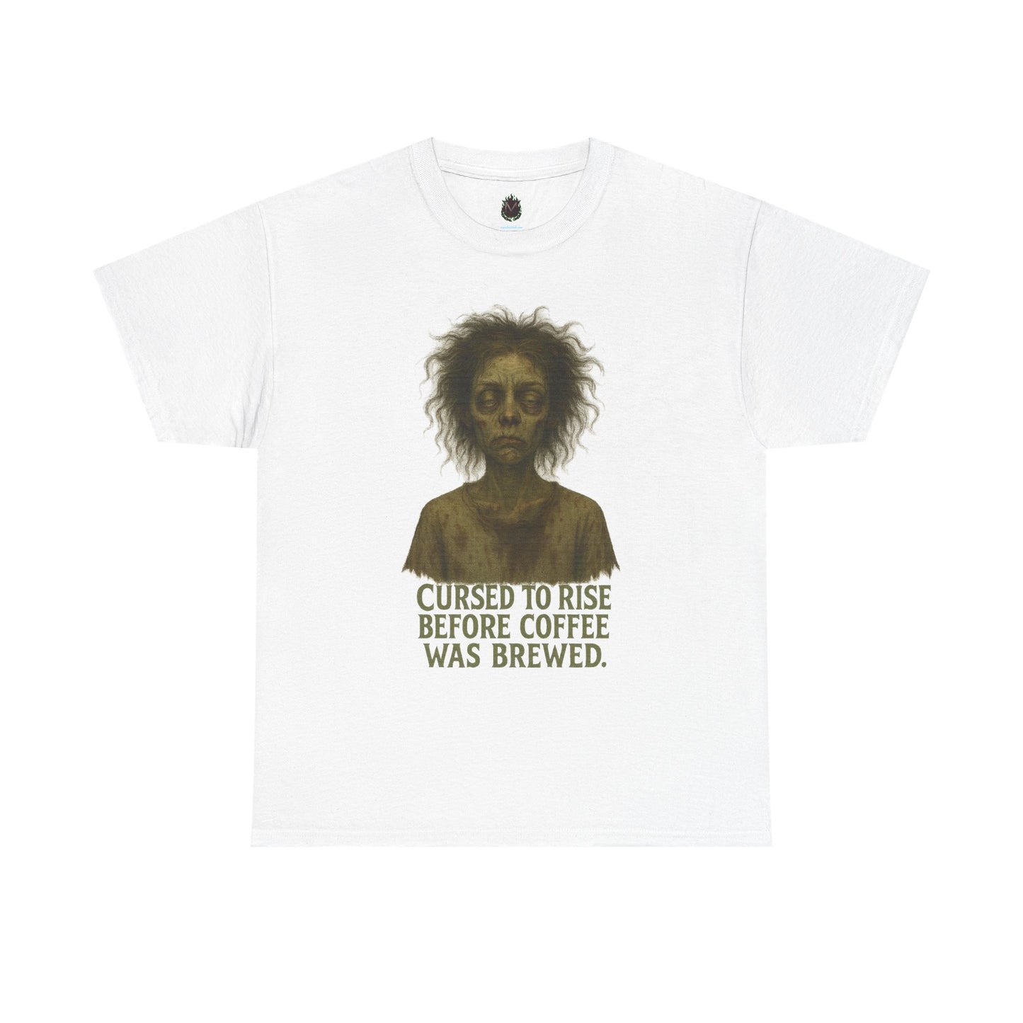 Cursed to Rise Before Coffee Tee | Zombie Morning Coffee Shirt