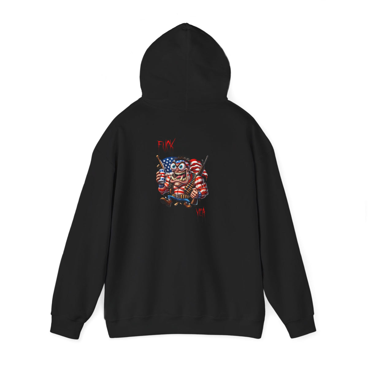 Patriotic Monster Hoodie - Funny USA Flag Character Back Graphic