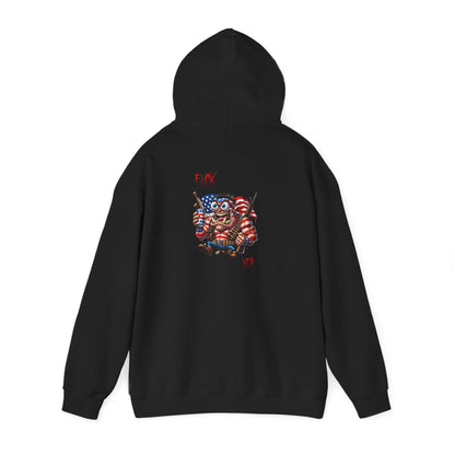 Patriotic Monster Hoodie - Funny USA Flag Character Back Graphic