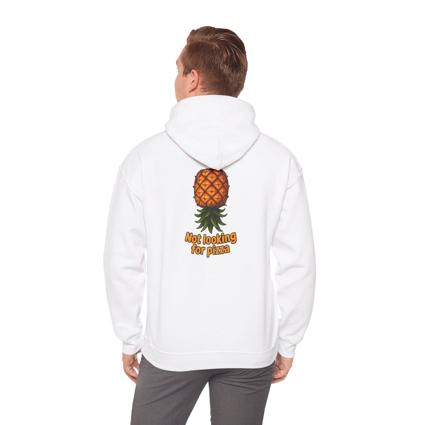 Pineapple Graphic Hoodie — "Not looking for pizza" Tropical Lounge Sweatshirt