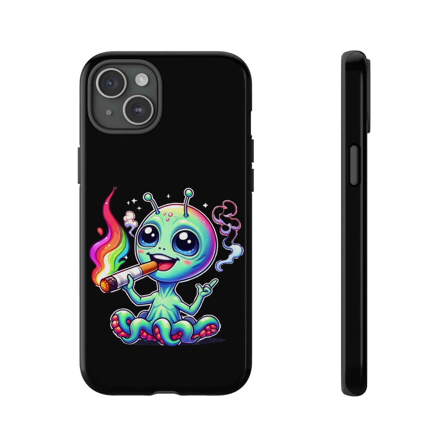 Alien Smoking Rainbow Joint Phone Case — Cute Psychedelic Cannabis iPhone Cover