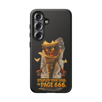 Phone Case — Halloween Mummy Creature “Stapled Your Soul to Page 666” Horror Design