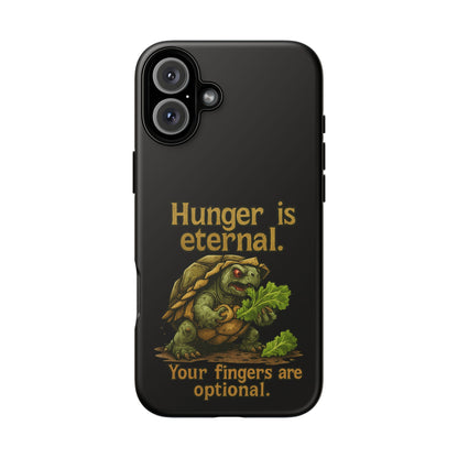 Phone Case — 'Hunger Is Eternal, Your Fingers Are Optional' Turtle Snack Graphic