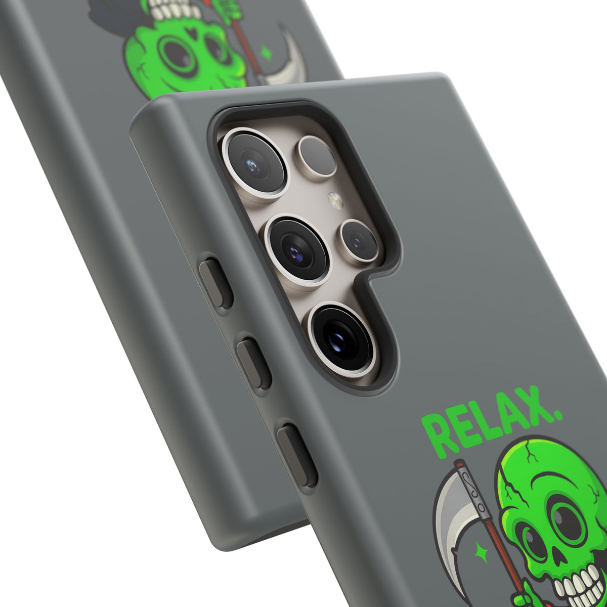 Phone Case — 'Relax. I Only Reap on Weekdays.' Cute Green Grim Reaper Protective Cover