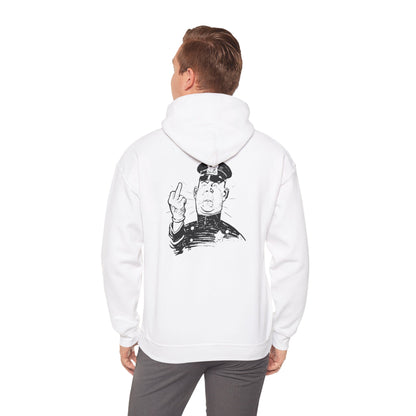 Hoodie — Sketch Cop Graphic Back Print Hooded Sweatshirt (Middle Finger Design)