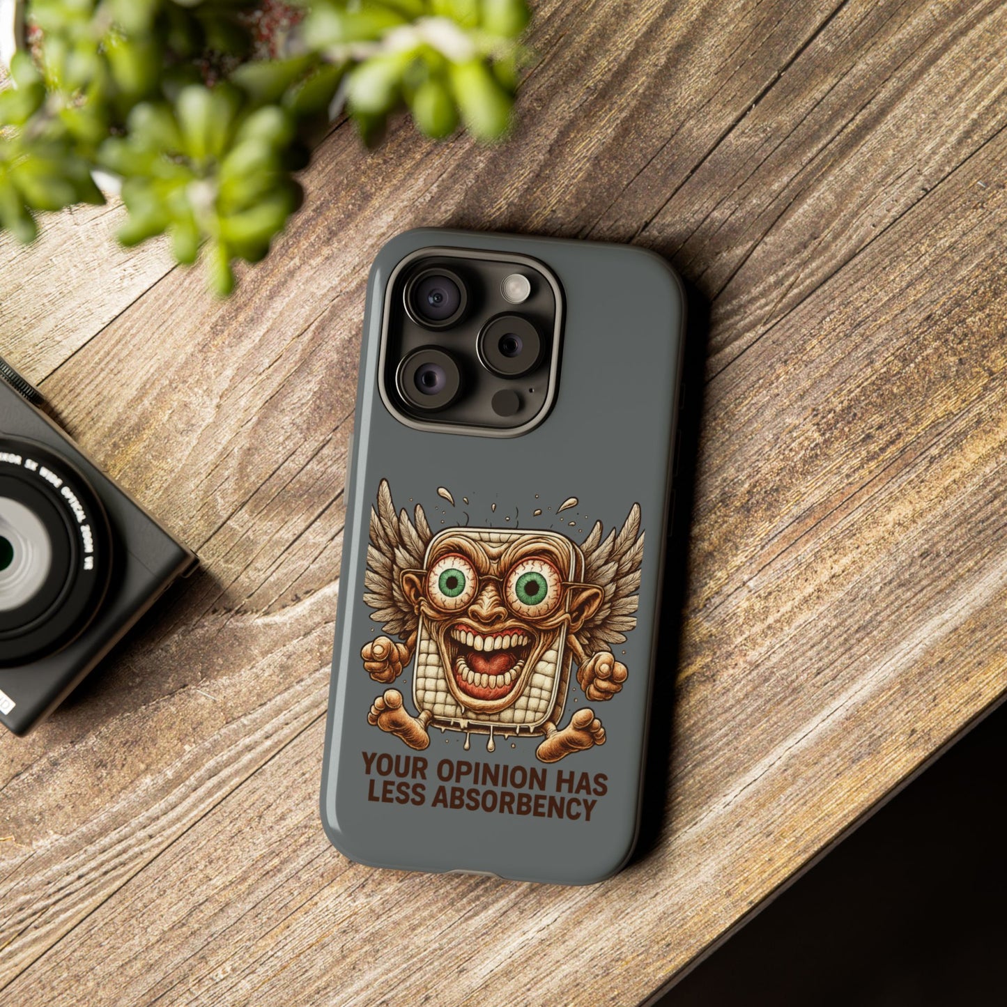 Phone Case — Funny Vintage Winged Toaster Design (“Your Opinion Has Less Absorbency”)