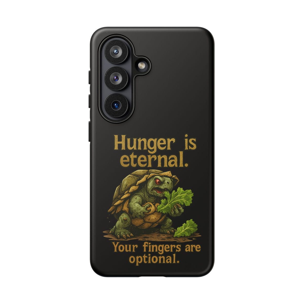 Phone Case — 'Hunger Is Eternal, Your Fingers Are Optional' Turtle Snack Graphic