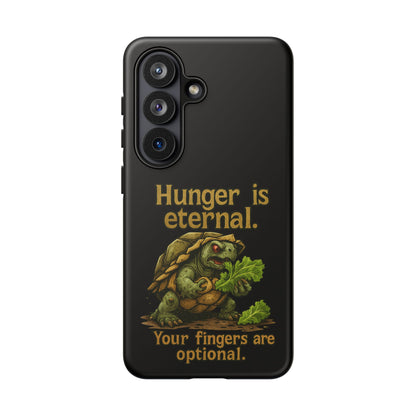 Phone Case — 'Hunger Is Eternal, Your Fingers Are Optional' Turtle Snack Graphic