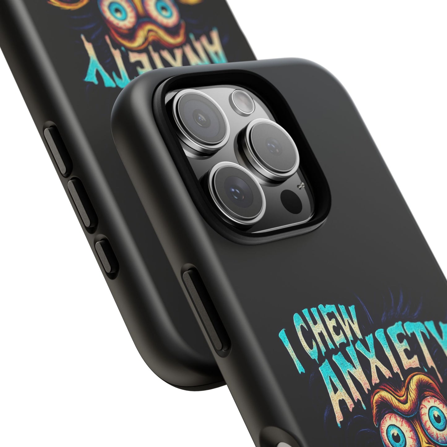 Phone Case — "I Chew Anxiety Like Bubblegum" Retro Monster Design