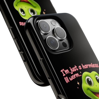Phone Case — “I’m Just a Harmless Lil Worm… With Chaotic Intentions” Cute Cartoon Worm Design