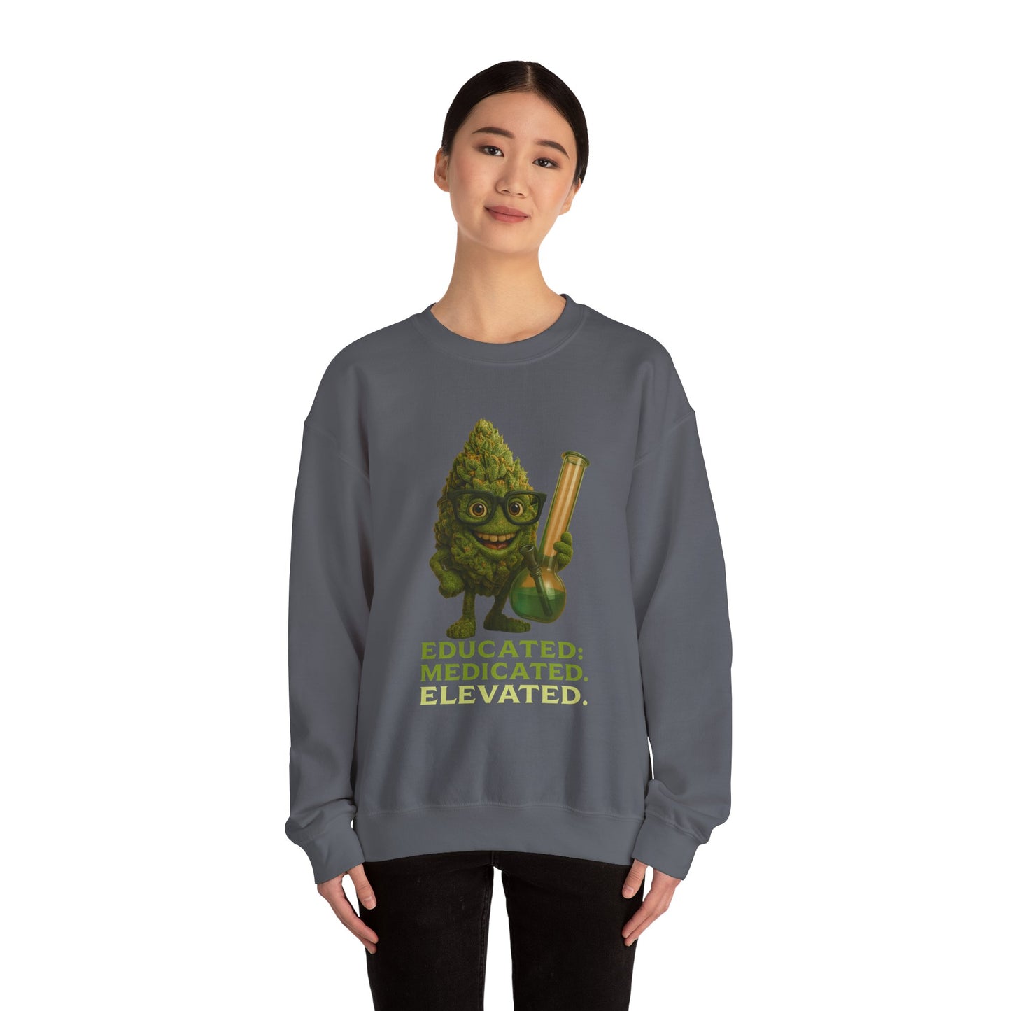 Educated. Medicated. Elevated. Crewneck Sweatshirt – Bud Edition