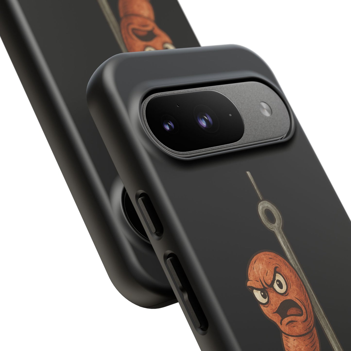 Angry Worm on Hook Phone Case – Funny Fishing Humor Protective Cover