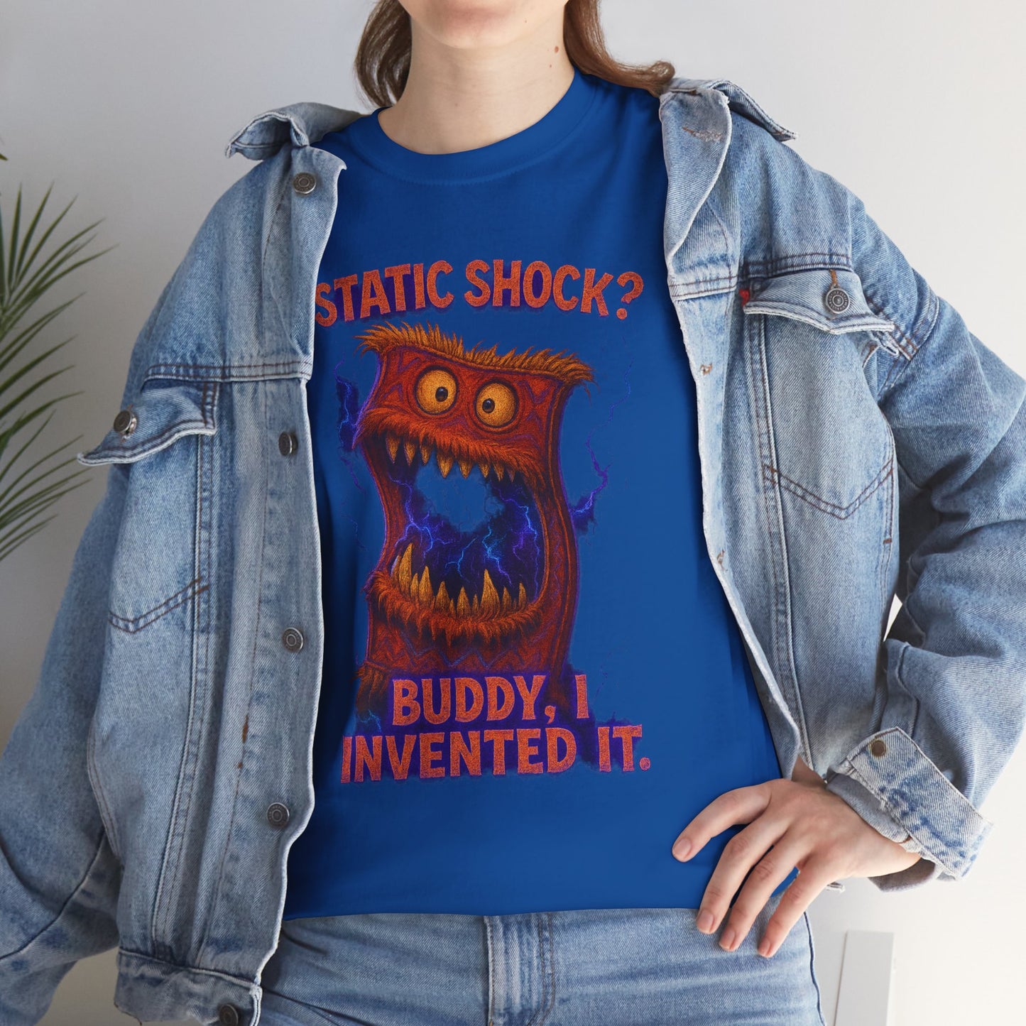 Static Shock? Buddy I Invented It T-Shirt | Retro Monster Graphic