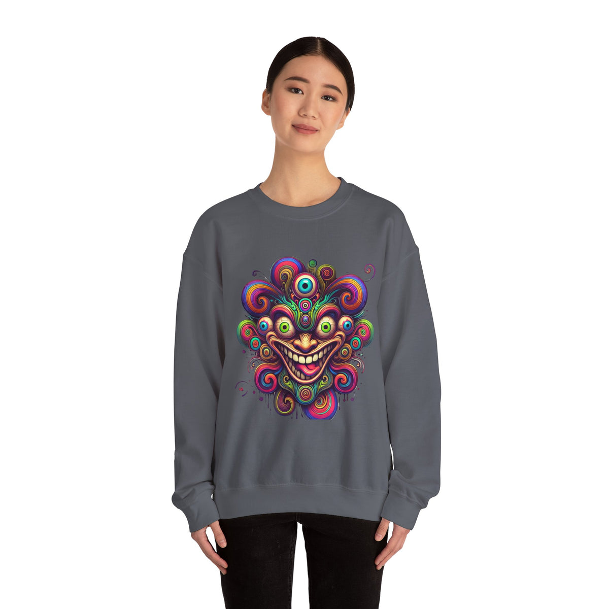 Hypnotic Swirl Face Crewneck Sweatshirt