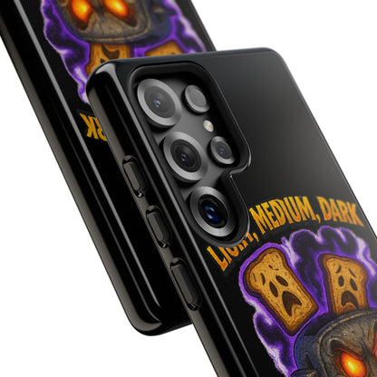 Phone Case — 'Light, Medium, Dark or Eternal Blackened Torment?' Spooky Toast & Toaster Horror Design
