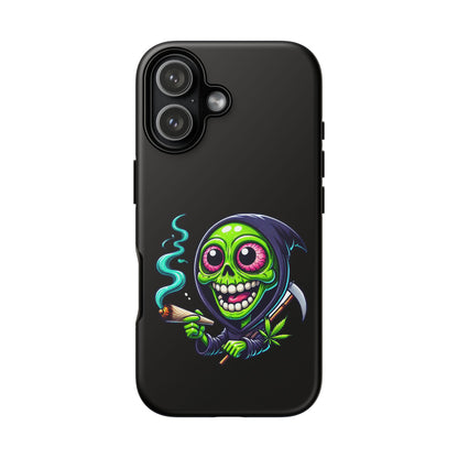 Grinning Stoner Grim Reaper Phone Case – Cannabis Skull iPhone Cover