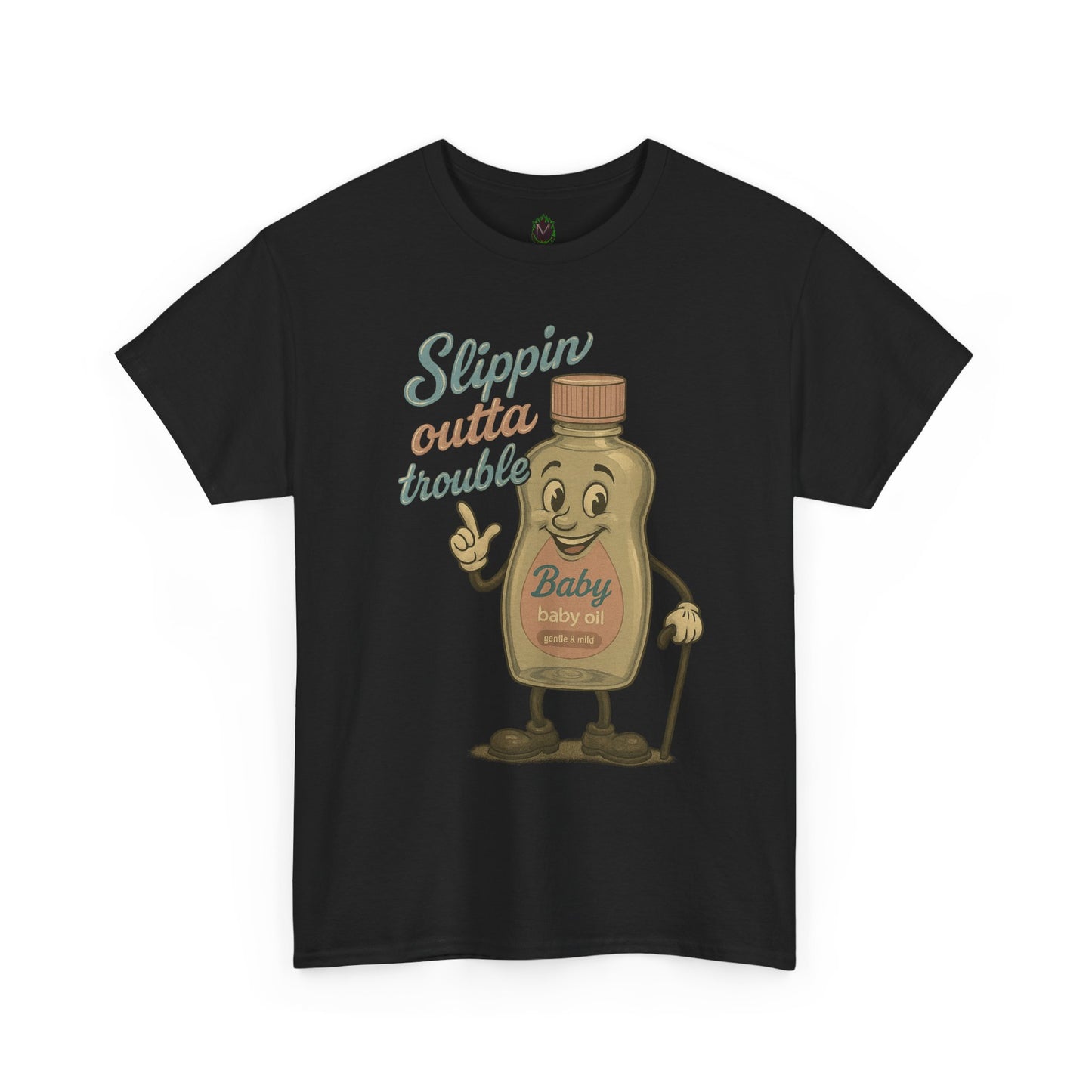 Slippin' Outta Trouble – Vintage Baby Oil Cartoon Tee