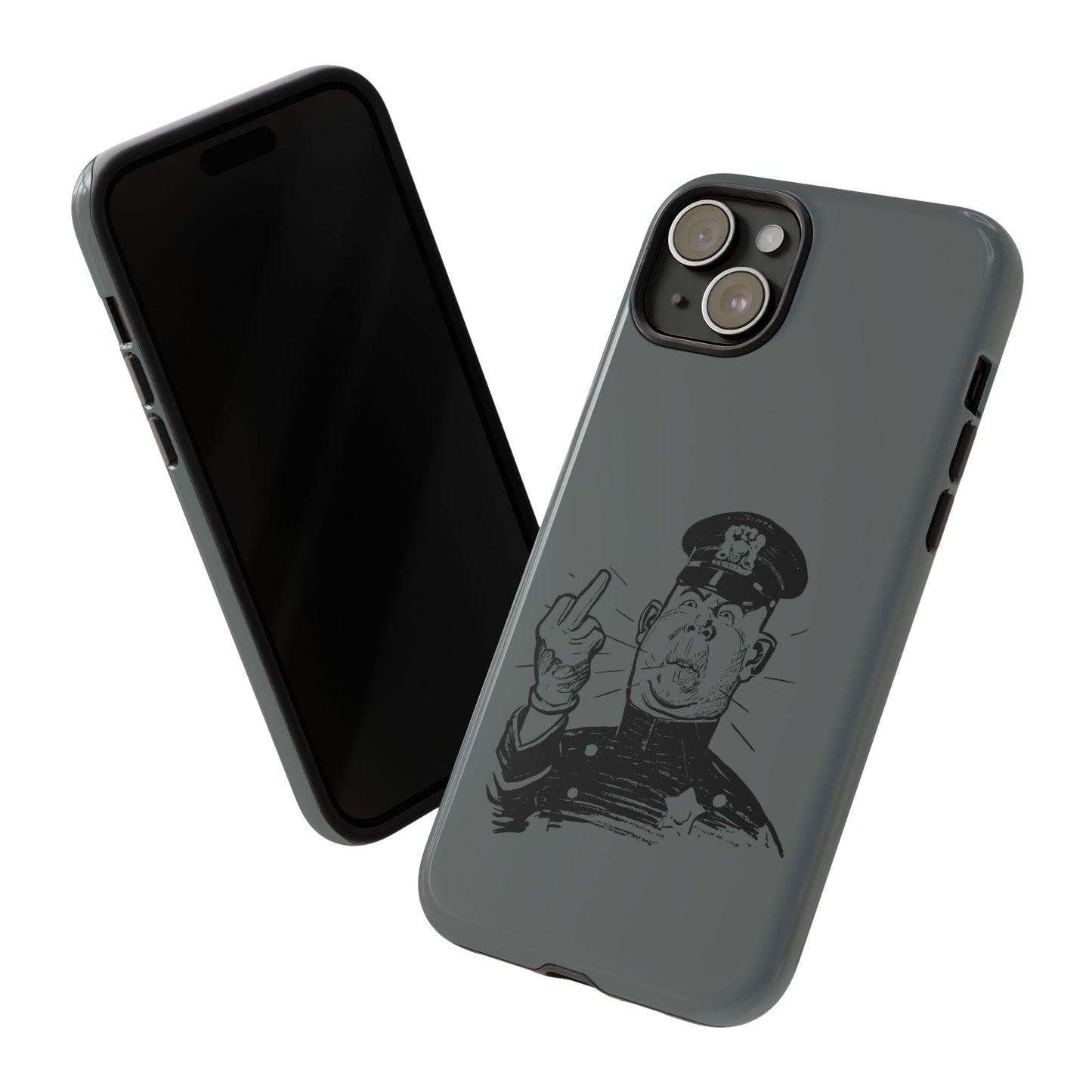Vintage Cop Middle Finger Phone Case — Edgy Retro iPhone Protective Cover