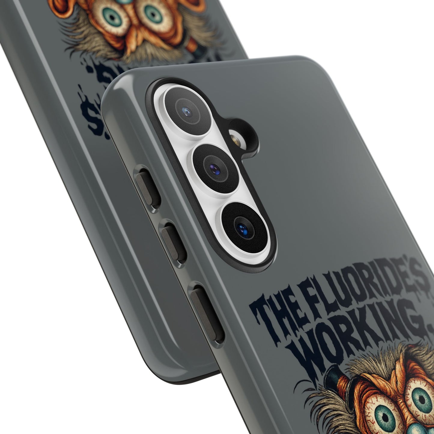 Phone Case — Retro Horror Graphic “The Fluoride’s Working” Shock Art