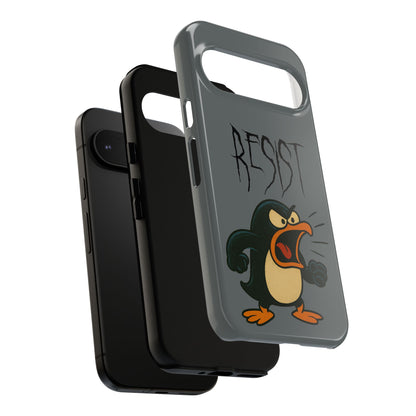 Resist Angry Penguin Phone Case — Protective iPhone Case with Bold Cartoon Design