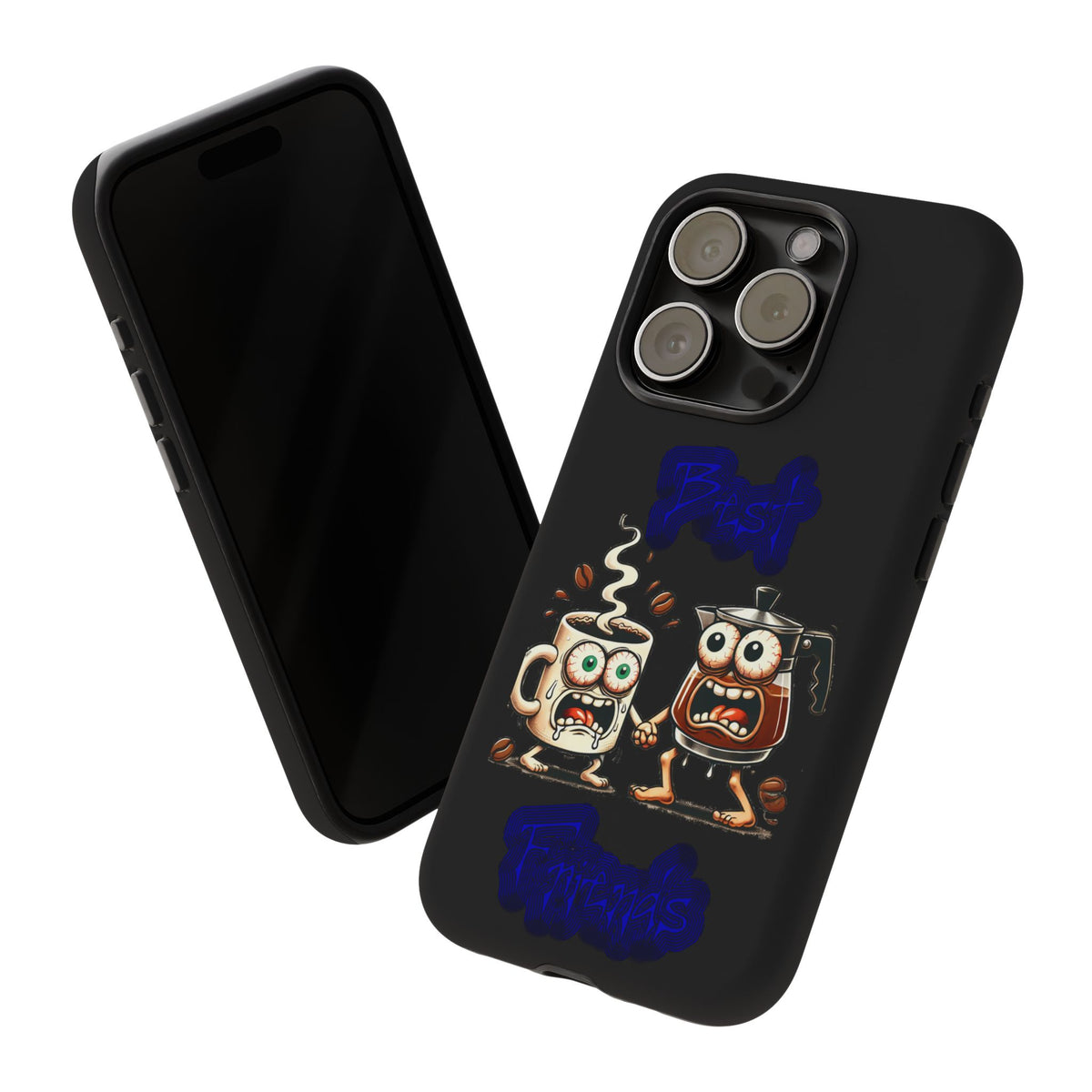 Coffee & Tea Fight Phone Case — Funny Kawaii Beverage Cartoon Tough Cases