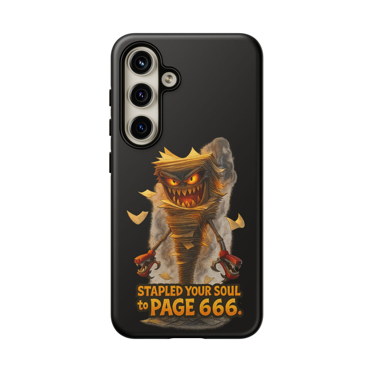Phone Case — Halloween Mummy Creature “Stapled Your Soul to Page 666” Horror Design