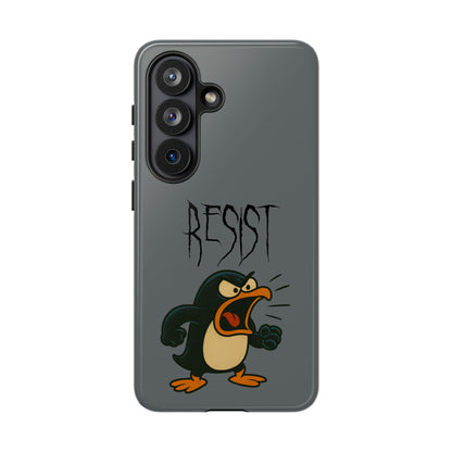 Resist Angry Penguin Phone Case — Protective iPhone Case with Bold Cartoon Design