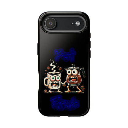 Coffee & Tea Fight Phone Case — Funny Kawaii Beverage Cartoon Tough Cases