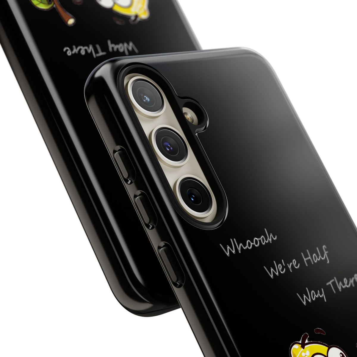 Phone Case - Playful Pear & Lemon Illustration with “Whooah We're Half Way There”