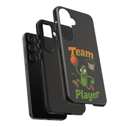 Team Player Basketball Phone Case — Cute Cartoon Pickle Dunk Phone Cover
