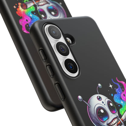 Alien Smoking Rainbow Galaxy Phone Case — Cute Cosmic Art Tough Case