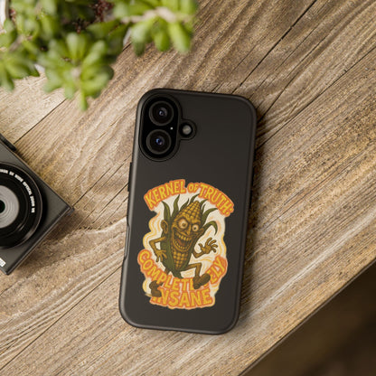 Corny Horror Phone Case - “Kernel of Truth, Completely Insane” Retro Corn Monster