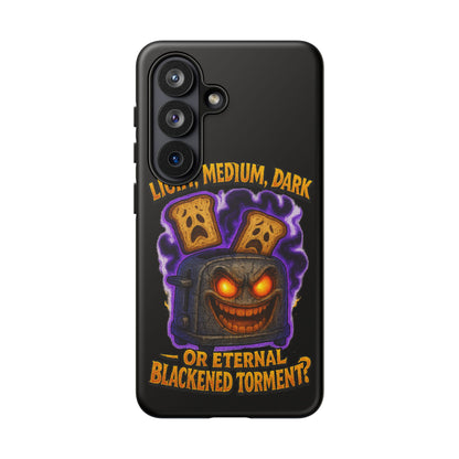 Phone Case — 'Light, Medium, Dark or Eternal Blackened Torment?' Spooky Toast & Toaster Horror Design
