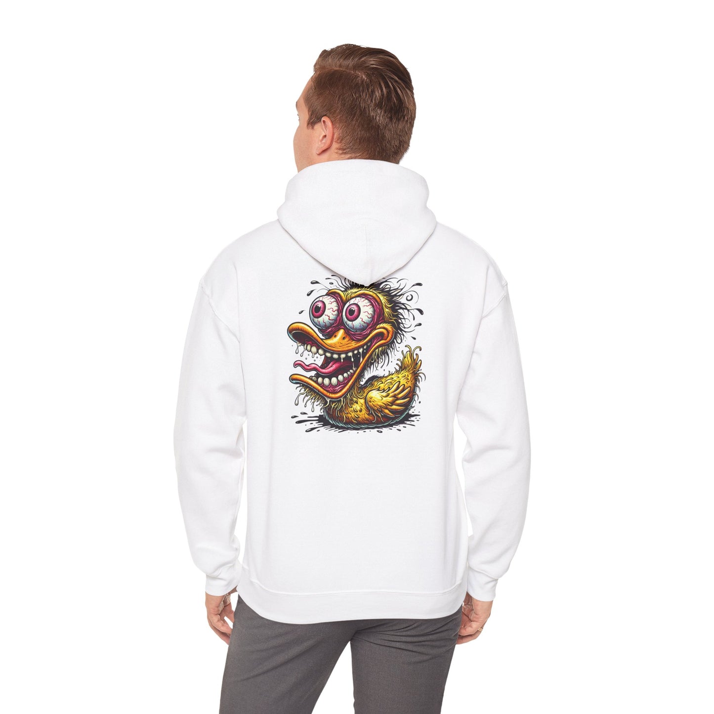 Duck Monster Hoodie — Retro Creepy Cartoon Graphic Pullover
