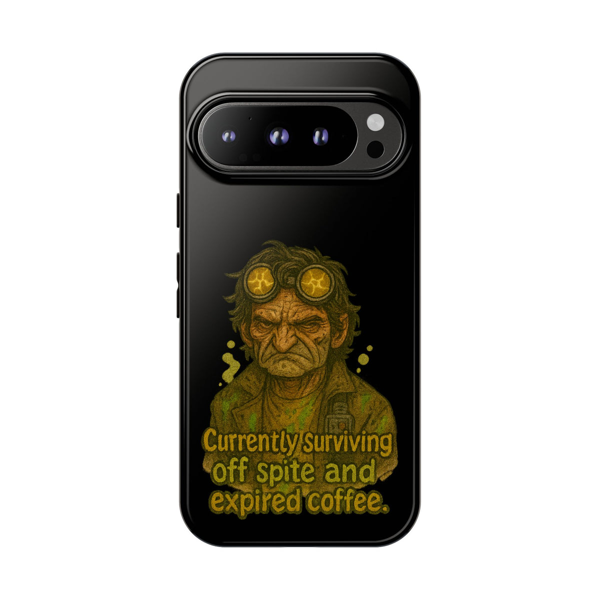 Phone Case — "Currently Surviving Off Spite and Expired Coffee" Vintage Grumpy Design
